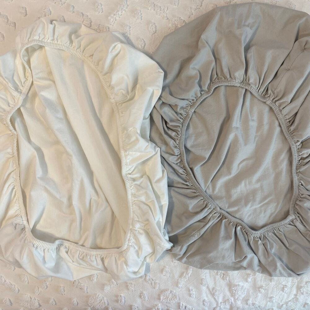 Nestig The Mini Sheet Fitted Crib Sheets 100% Organic Cotton White Grey Set of 2